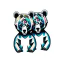 two bear cub faces tattoo design idea