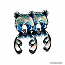 two bear cub faces tattoo design idea