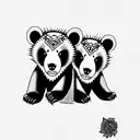 bear cubs. face only tattoo design idea