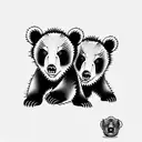 bear cubs. face only tattoo design idea