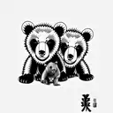 bear cubs. face only tattoo design idea
