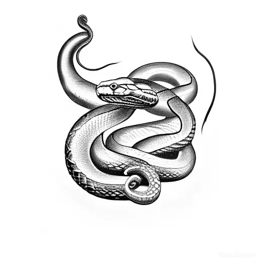 A snake curled around a chef's knife tattoo design idea