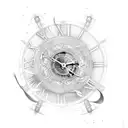 belier with clock and lifeline  tattoo design idea