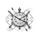 belier with clock and lifeline  tattoo design idea