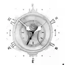 belier with clock and lifeline  tattoo design idea