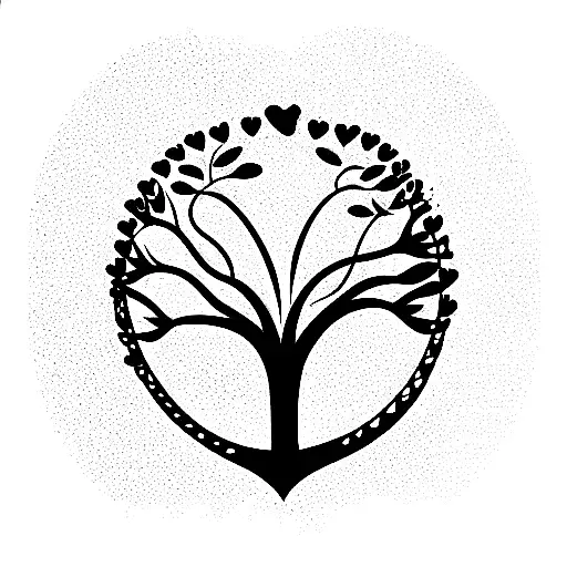 unconditional love heart and prosperity tree  tattoo design idea