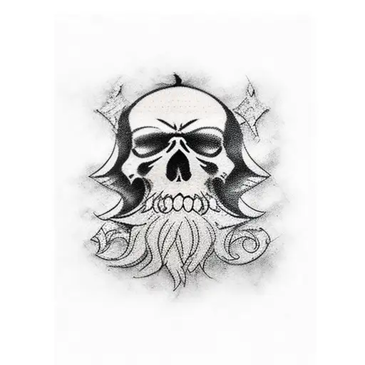 Blackbeard holding his flag tattoo design idea