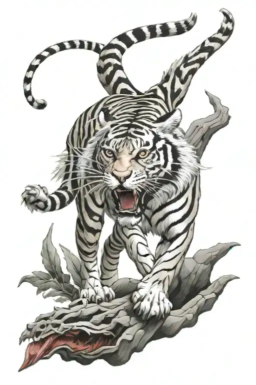 tiger, dragon hawk flying tattoo design idea