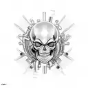 Skeleton made of Motorcycle parts  tattoo design idea
