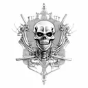 Skeleton made of Motorcycle parts  tattoo design idea