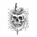 human Skeleton with tools for bones tattoo design idea