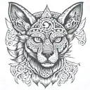 Big Aztec Wolf and inside the tradition of the day of the dead tattoo design idea
