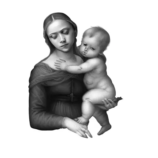 the madonna and child occult  tattoo design idea