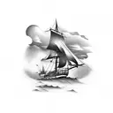 ship sailing into storm tattoo design idea
