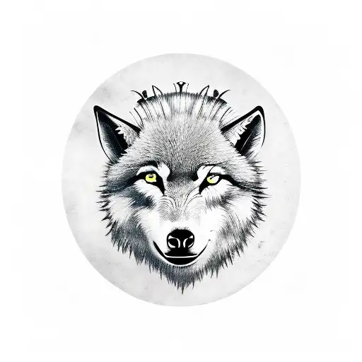 a shield with a separate picture of each animal, a wolf a goat and a monkey tattoo design idea