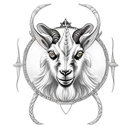 a shield with a female goat tattoo design idea