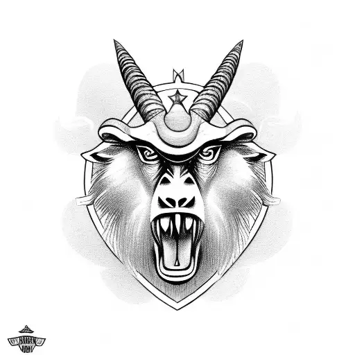 Gibson crest with a monkey, goat and wolf on a shield  tattoo design idea