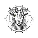 a shield with a female goat tattoo design idea