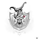 Gibson crest with a shield with monkey, goat and wolf  tattoo design idea