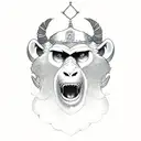 Gibson crest with a shield with monkey, goat and wolf  tattoo design idea