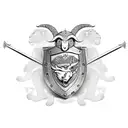 Gibson crest with a shield with monkey, goat and wolf  tattoo design idea