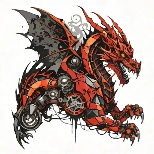 mechanical dragon tattoo design idea