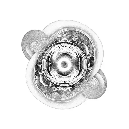 ying Yang with two spiral galaxies. one dark the other negative.  tattoo design idea