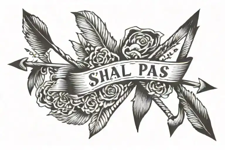 arrow with the words this too shall pass written tattoo design idea