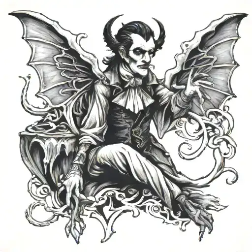 Mephistopheles is just beneath, and he's reaching up to grab me tattoo design idea