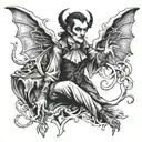 Mephistopheles is just beneath, and he's reaching up to grab me tattoo design idea