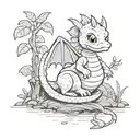 small cute dragon combined with a fish and a tree trunk tattoo design idea
