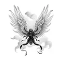 Scorpion with Phoenix wings surrounded by a stormy night sky tattoo design idea