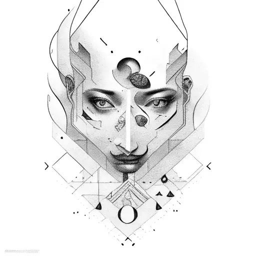 rostro de anciano con ramas y hojas tattoo design idea