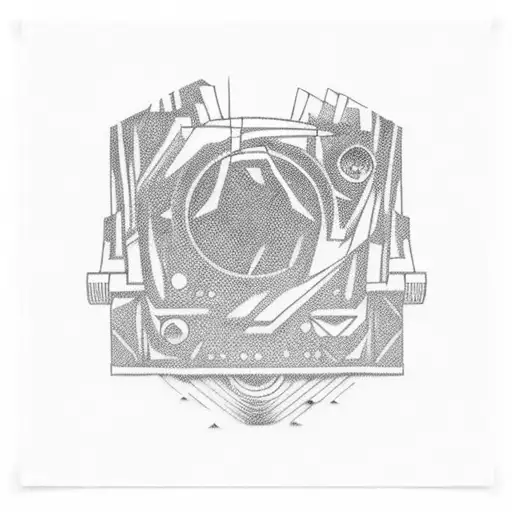 Combine the imagery of a VHS tape and a cassette tape in a dynamic and abstract design tattoo design idea