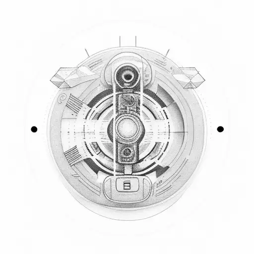 Create a tattoo that incorporates elements of a floppy disk and a Walkman, with a futuristic twist tattoo design idea