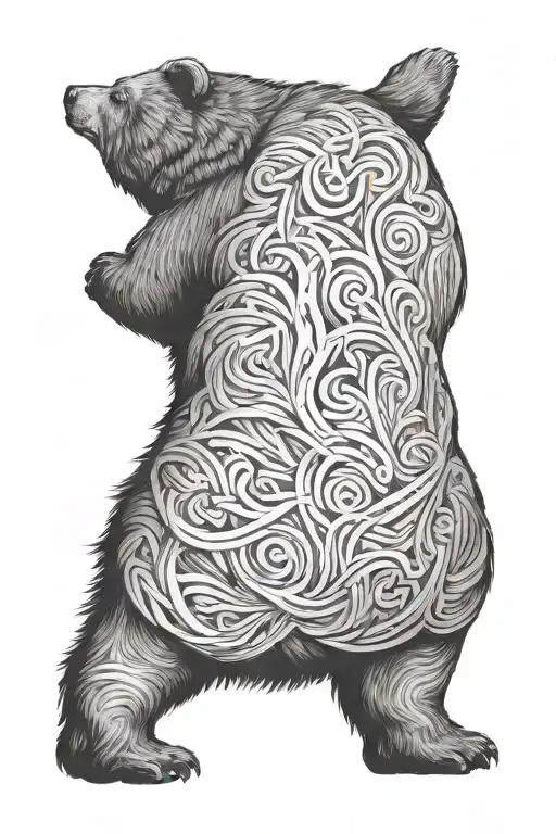Bear walking tattoo design idea