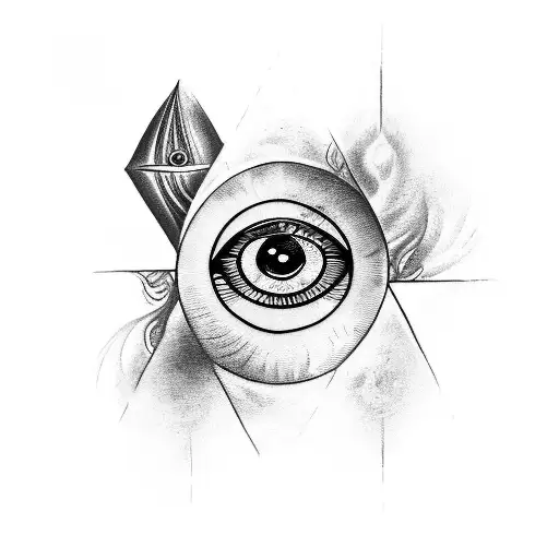 A tattoo featuring the Eye of Sauron surrounded by elements of evolution, symbolizing the power of change and growth tattoo design idea