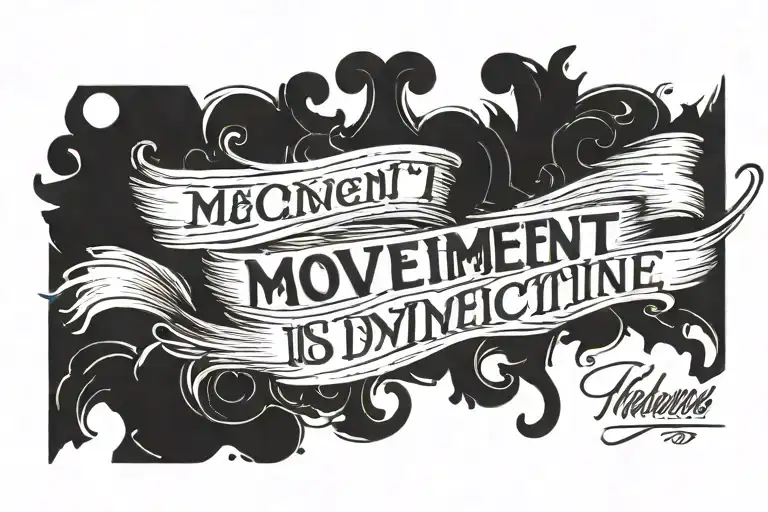 text "movement is medicine" on forearm tattoo design idea