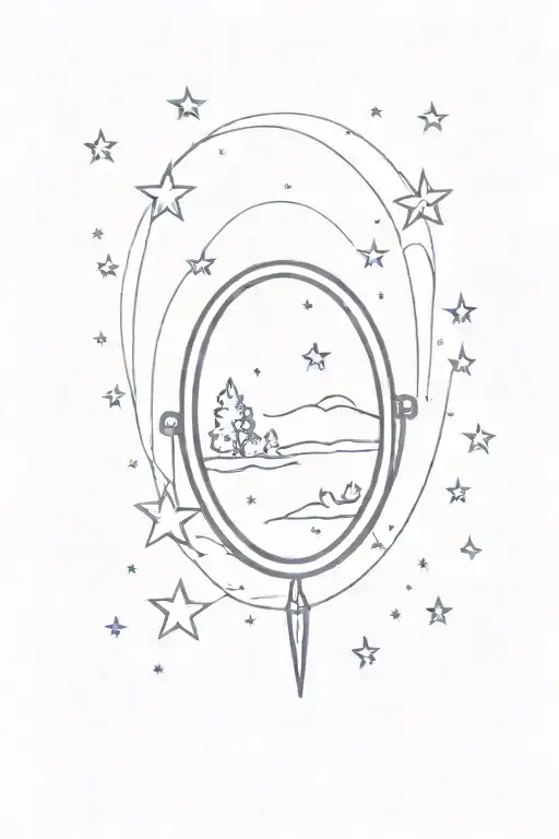 A subtle tattoo of a starry night sky reflecting in a makeup mirror tattoo design idea