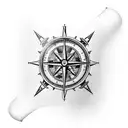 nautical arm sleeve with a old map in the background and containing a compass, a pirate ship, a lighthouse tattoo design idea