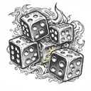 dice on fire  by a lighter   tattoo design idea