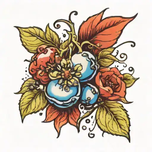 blueberry and seed sprouting tattoo design idea