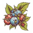 blueberry and seed sprouting tattoo design idea