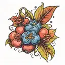 blueberry and seed sprouting tattoo design idea