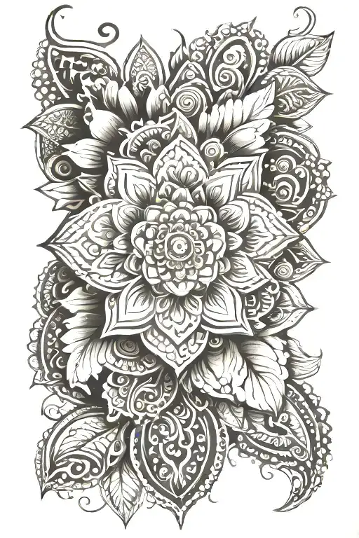 mandala ornemental floral dot work tattoo design idea