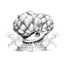  onda gigante com a caravela, e o cracker polvo gigante tentando segurar a caravela  tattoo design idea