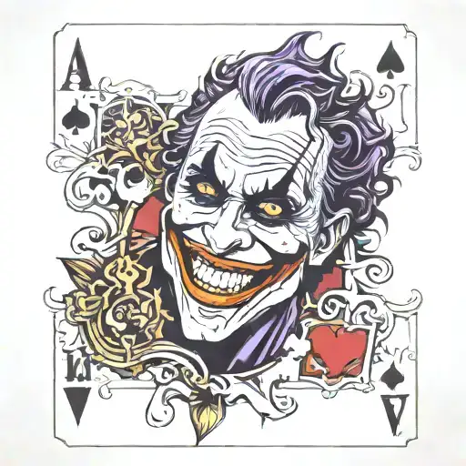 ace card with heath ledger joker in it  tattoo design idea