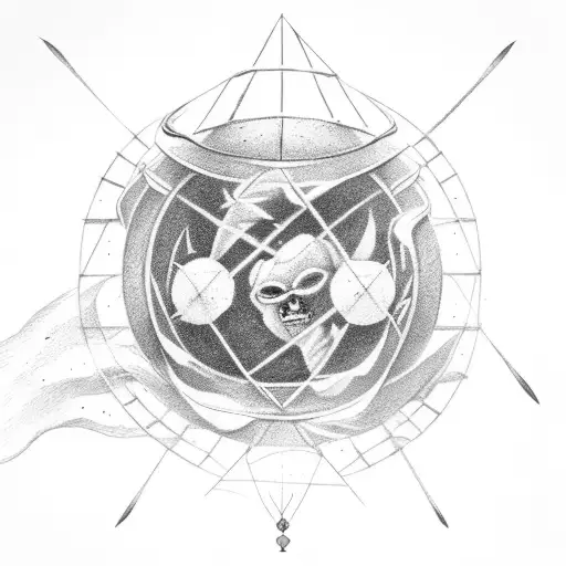 small cage with dust And Fenix above of that. implement Janus tattoo design idea