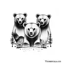 three bears in the forest tattoo design idea