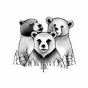 three bears in the forest tattoo design idea